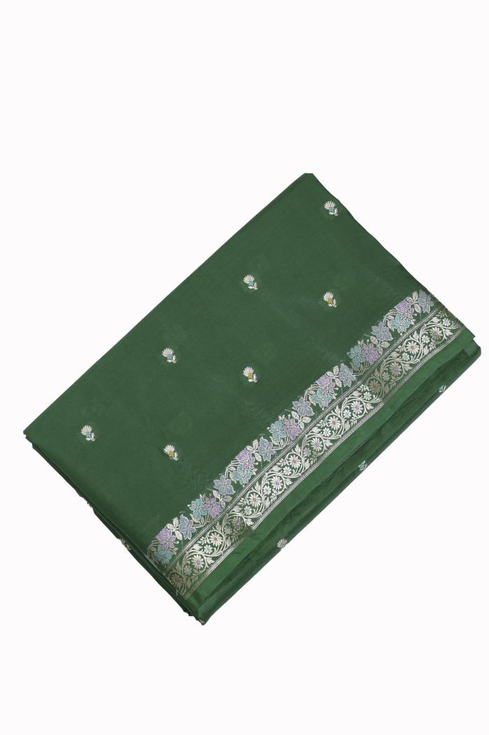 Bottle Green Katan Silk Banarasi Saree