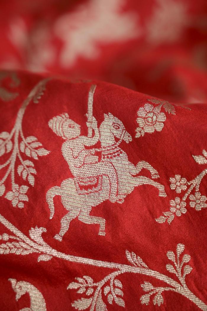 Classic Red Katan Jangla Banarasi Saree