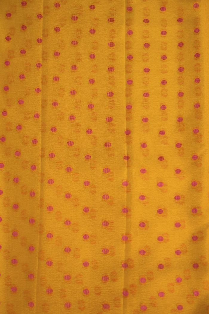 Yellow Crepe Traditional Border Booti Banarasi Saree