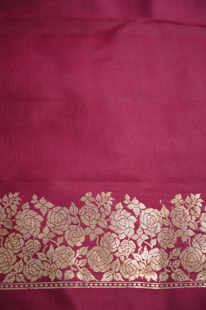 Pure Mango Banarasi Handloom Saree – Rani Pink