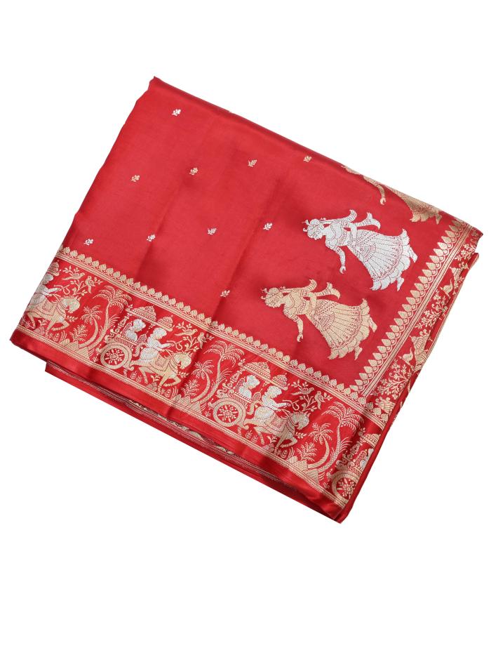 Pure Mango Banarasi Handloom Saree – Red