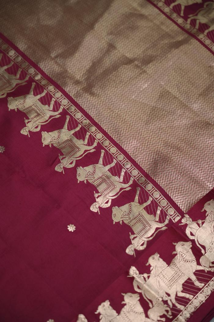 Pure Mango Handloom Banarsi Saree – Rani Pink