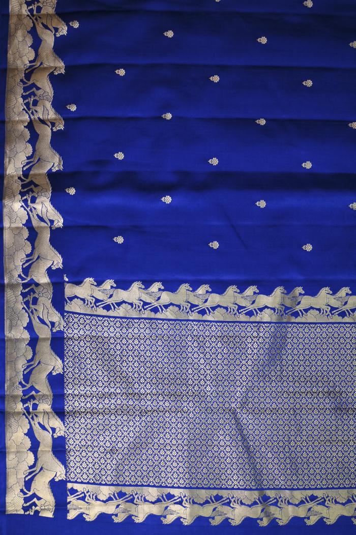 Pure Mushroo Silk Handloom Banarasi Saree – Royal Blue