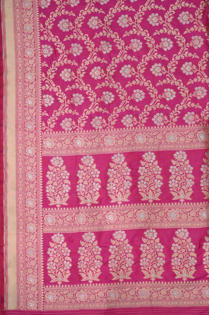 Rani Katan Alfi Opada Banarasi Saree