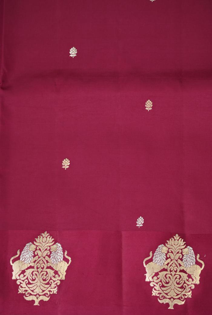 Rani pink raw mango silk banarasi saree