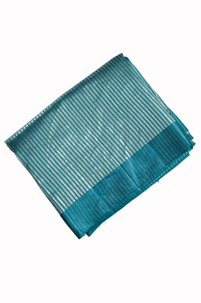 Sapphire Blue Tissue Satin Finish Banarasi Saree