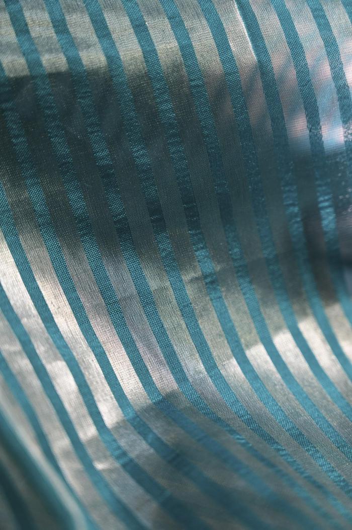 Sapphire Blue Tissue Satin Finish Banarasi Saree