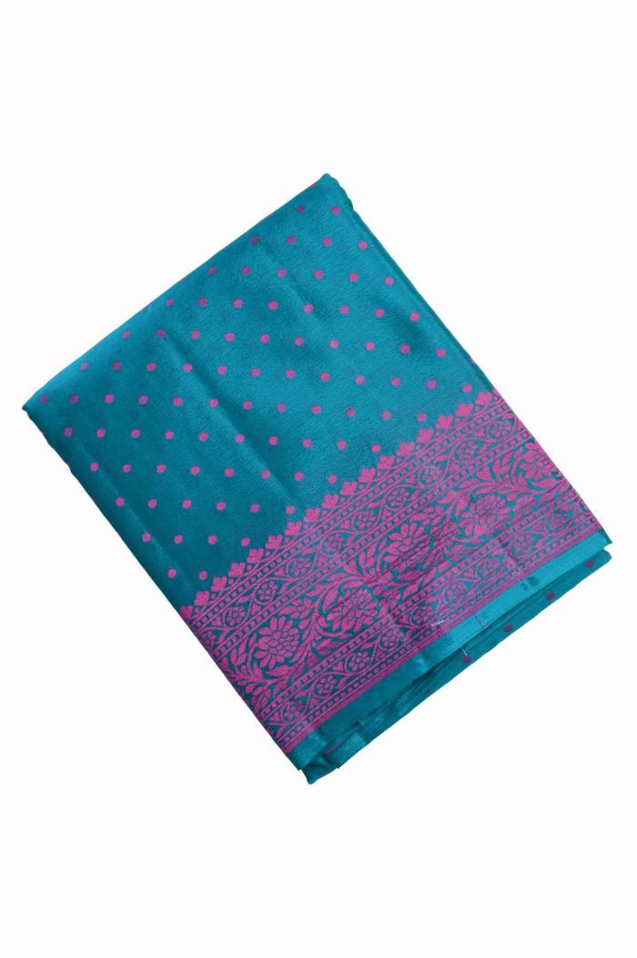 Sapphire Crepe Traditional Border Booti Banarasi Saree