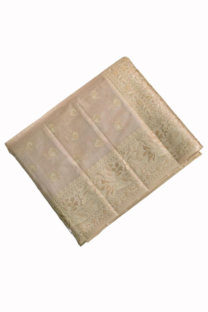 Tussar Chynia Silk Traditional Border Booti Banarasi Saree