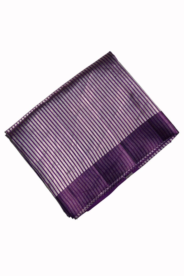 Uda Purple Tissue Satin Border Banarasi Saree