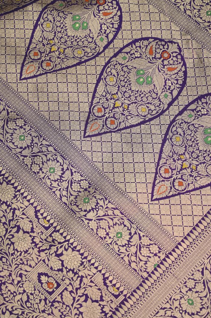 Purple Katan Alfi Opada Banarasi Saree
