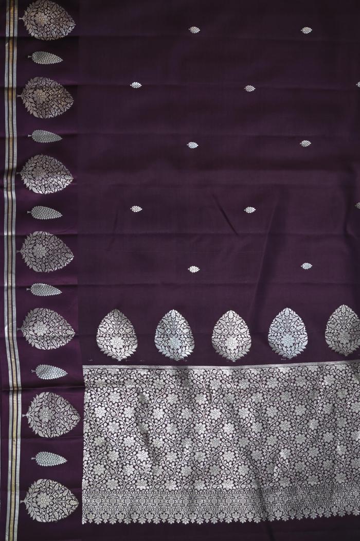 Pure Mango Banarasi Handloom Saree – Wine
