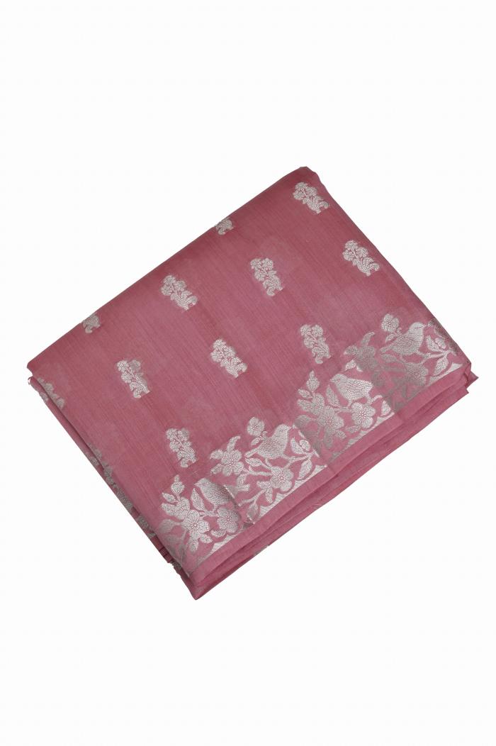 Strawberry Chynia Silk Banarasi Saree
