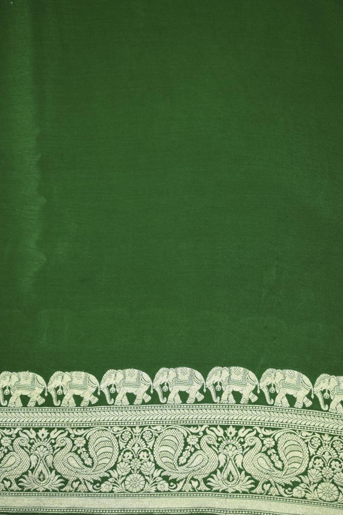 Bottle Green Khaddi Crape Banarasi Saree