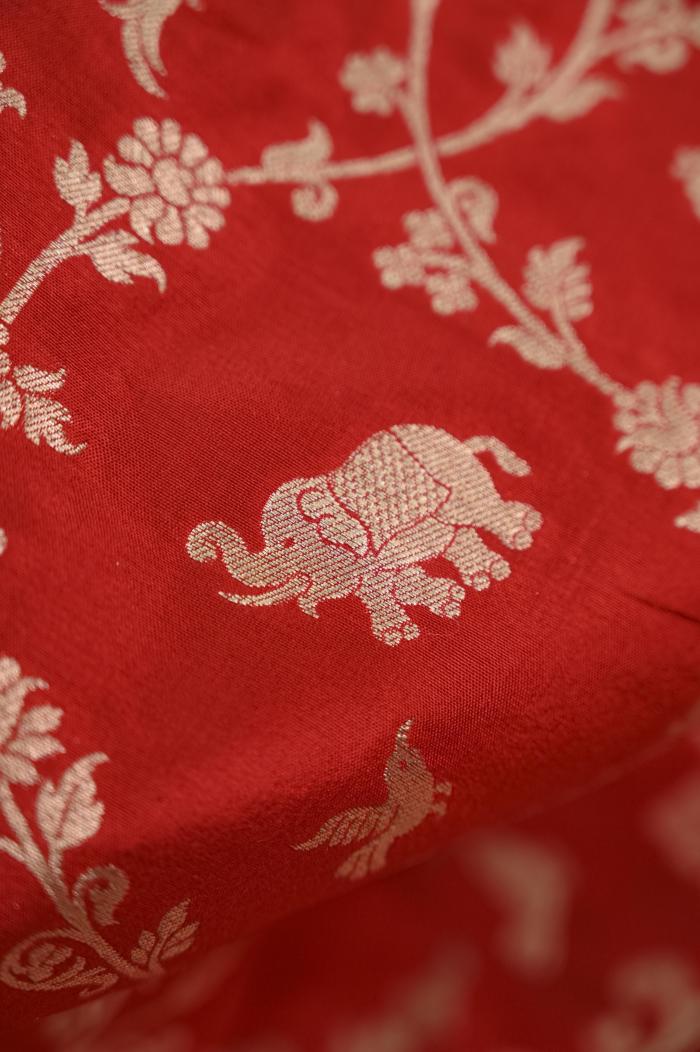 Red Katan Opada Banarasi Saree