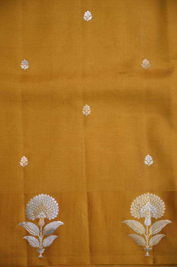 Pure Mango Banarasi Handloom Saree – Golden Mustard