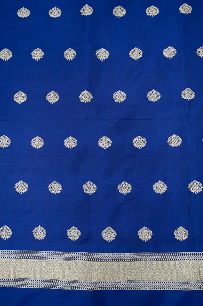 Pure Banarasi Katan Silk 3 Pc Royal Blue Suit