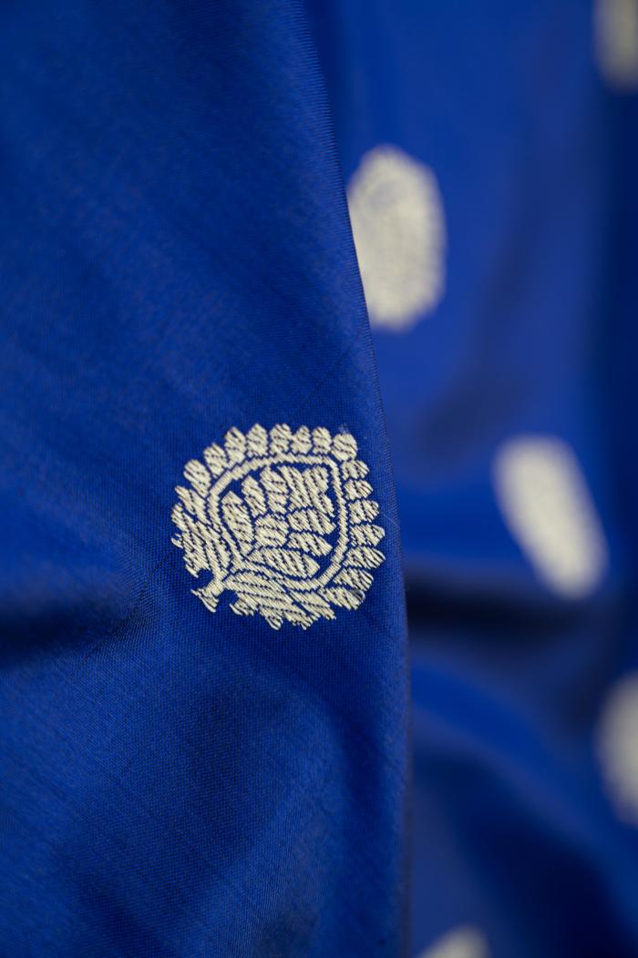 Pure Banarasi Katan Silk 3 Pc Royal Blue Suit