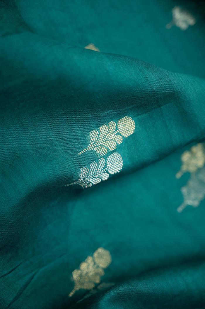 Banarasi Chanderi Cotton Forest Green Suit