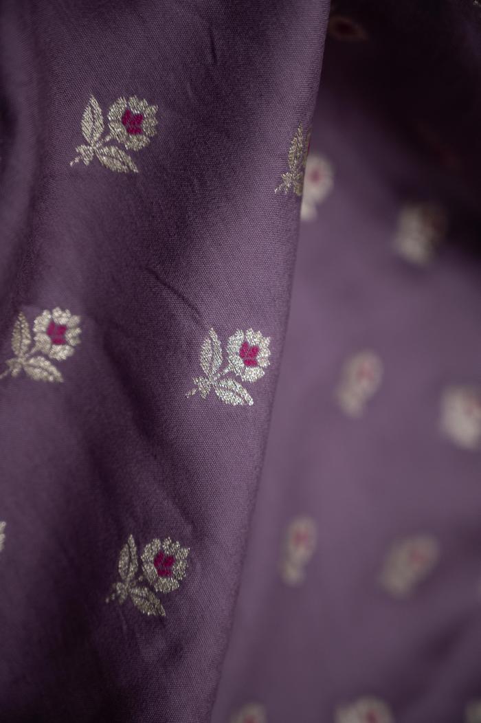 Pure Mulberry Silk Lavender Banarasi Suit