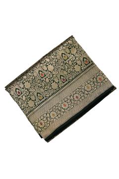 Bottle Green Katan Alfi Opada Banarasi Saree