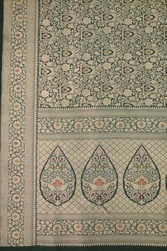 Bottle Green Katan Alfi Opada Banarasi Saree