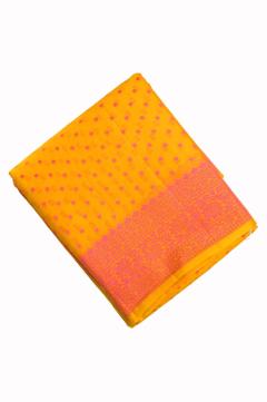 Yellow Crepe Traditional Border Booti Banarasi Saree