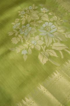Pista Chynia Silk Bold Boota Banarasi Saree