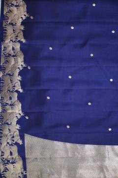 Pure Mango Banarasi Handloom Saree – Navy Blue