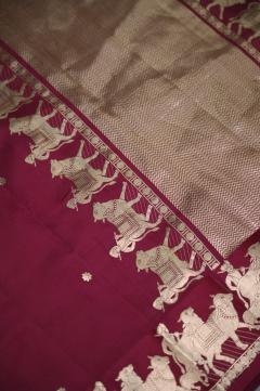 Pure Mango Handloom Banarsi Saree – Rani Pink