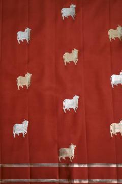 Pure Mango Handloom Banarsi Saree – Rust Orange