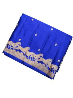 Pure Mushroo Silk Handloom Banarasi Saree – Royal Blue