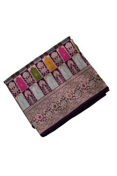 Purple Katan Alfi Opada Banarasi Saree