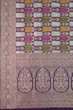 Purple Katan Alfi Opada Banarasi Saree