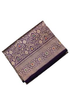 Purple Katan Alfi Opada Banarasi Saree