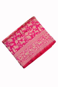 Rani Pink Katan Jangla Banarasi Saree
