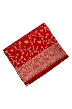 Red Katan Opada Banarasi Saree