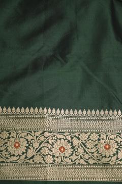 Bottle Green Katan Alfi Opada Banarasi Saree