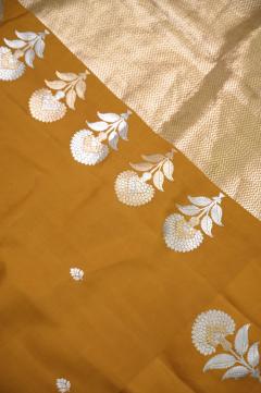 Pure Mango Banarasi Handloom Saree – Golden Mustard