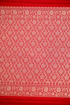 khaddi crape red plain saree 4 inch border Banarasi sree