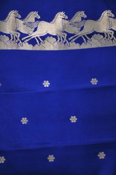 Pure Mushroo Silk Handloom Banarasi Saree – Royal Blue