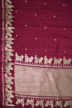 Pure Mango Handloom Banarsi Saree – Rani Pink