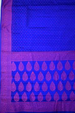 Royal Blue Crepe Traditional Border Booti Banarasi Saree