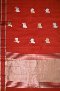 Pure Mango Handloom Banarsi Saree – Rust Orange
