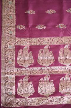 Wine Katan Silk Banarasi Saree