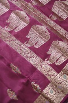 Wine Katan Silk Banarasi Saree