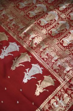 Pure Mango Banarasi Handloom Saree – Red