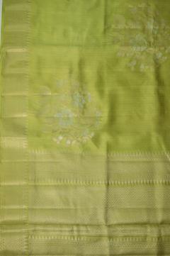 Pista Chynia Silk Bold Boota Banarasi Saree