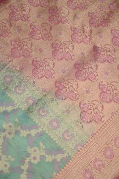 Sea Green Katan Tissue Alfi Opada Banarasi Saree