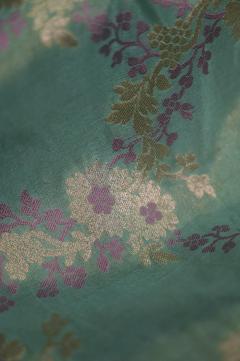 Sea Green Katan Tissue Alfi Opada Banarasi Saree